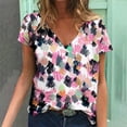 thumbnail image 1 of T-Shirts d'Été pour Femmes Grande Taille à Manches Courtes Femmes Blouse Imprimée d'Été T-Shirts Décontractés à Col en V T-Shirts à Manches Courtes Hauts T-Shirt à Col en V Femmes en Liquidation, 1 of 5