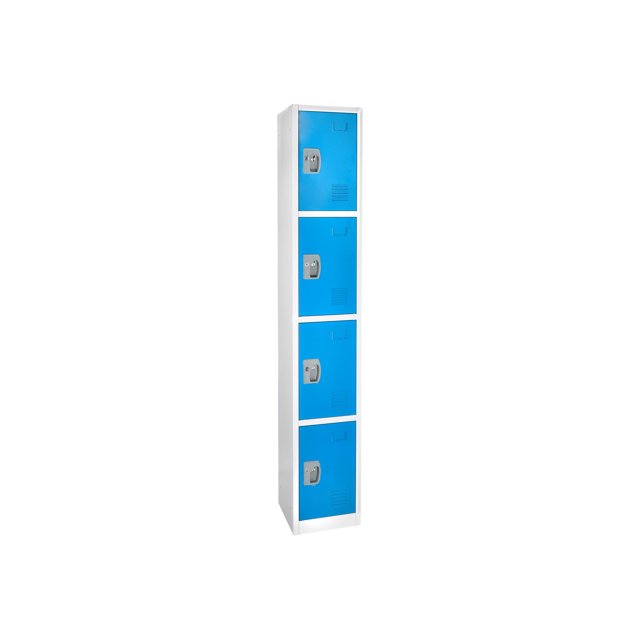 AdirOffice - Locker - 4 doors - 4 hooks - solid steel - blue (pack of 4)