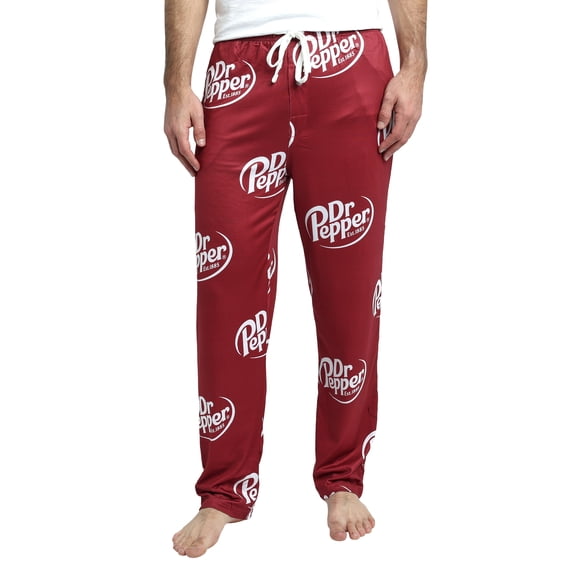 Dr Pepper Soda Logo All-Over Print Men's Red Sleep Pajama Pants - Medium