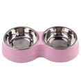 thumbnail image 4 of Double Cat Dog Bowl,Pets Water & Food Bowl Set for Small Medium Dogs Cats,Pet Supplies,Dog Double Bowl Puppy Food Feeder Stainless Steel Pet Drinking Dish,Pink,9.84x5.31x1.97In, 4 of 7