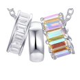 thumbnail image 6 of Women's Adult Fine Silver Plated Ring Double Necklace Set with Simulated Diamonds, 6 of 6