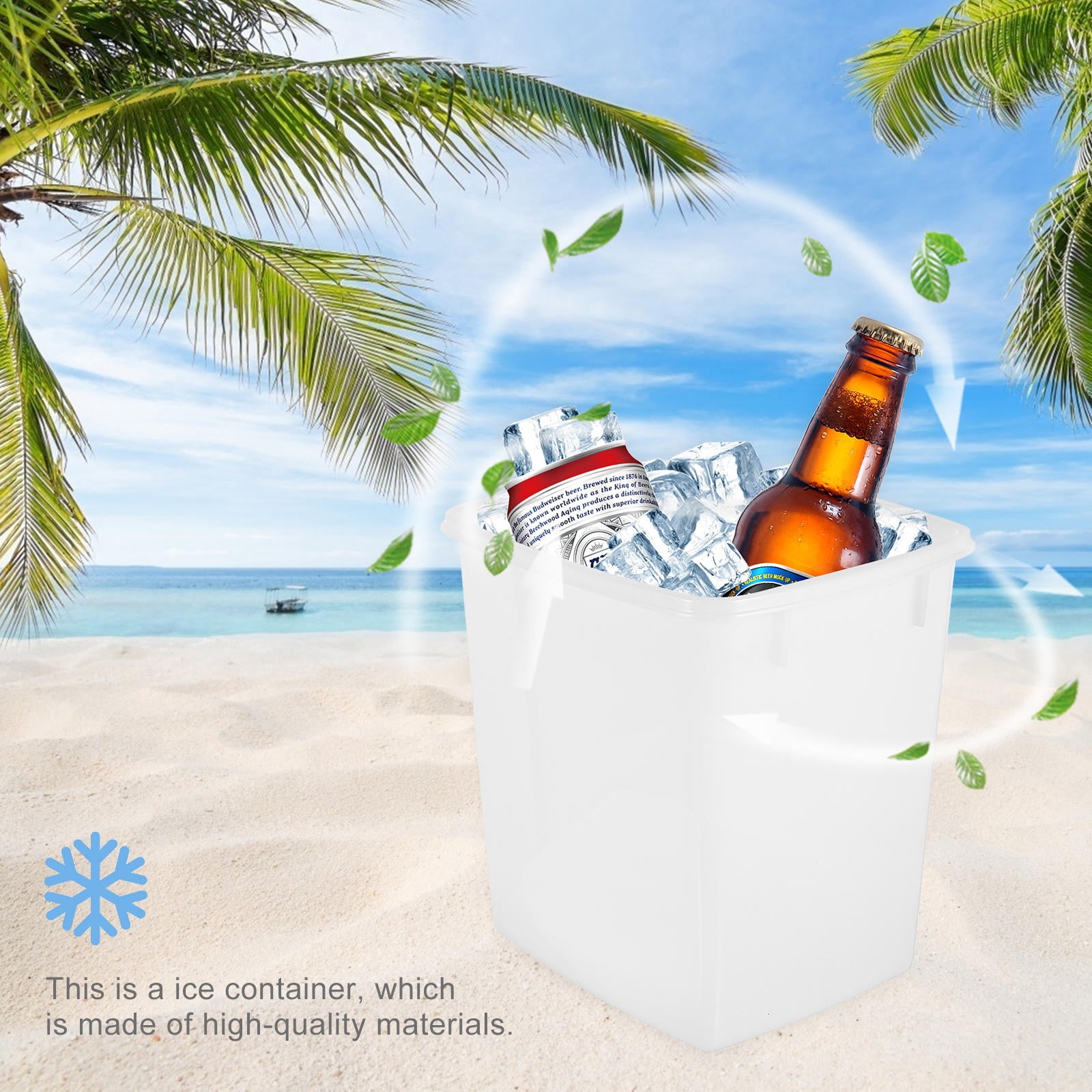 WHAMVOX  Ice Bucket with Lid Container Storage for Kitchen Counter White
