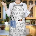 thumbnail image 6 of BlackWhite Origami Dinosaurs Tribal Pattern Apron-Garden Aprons for Women with Pockets-Cotton Linen Waterproof Kitchen Cooking Gardening Aprons Adjustable for Kitchen,Cooking,BBQ and Salon 33x27 Inch, 6 of 7