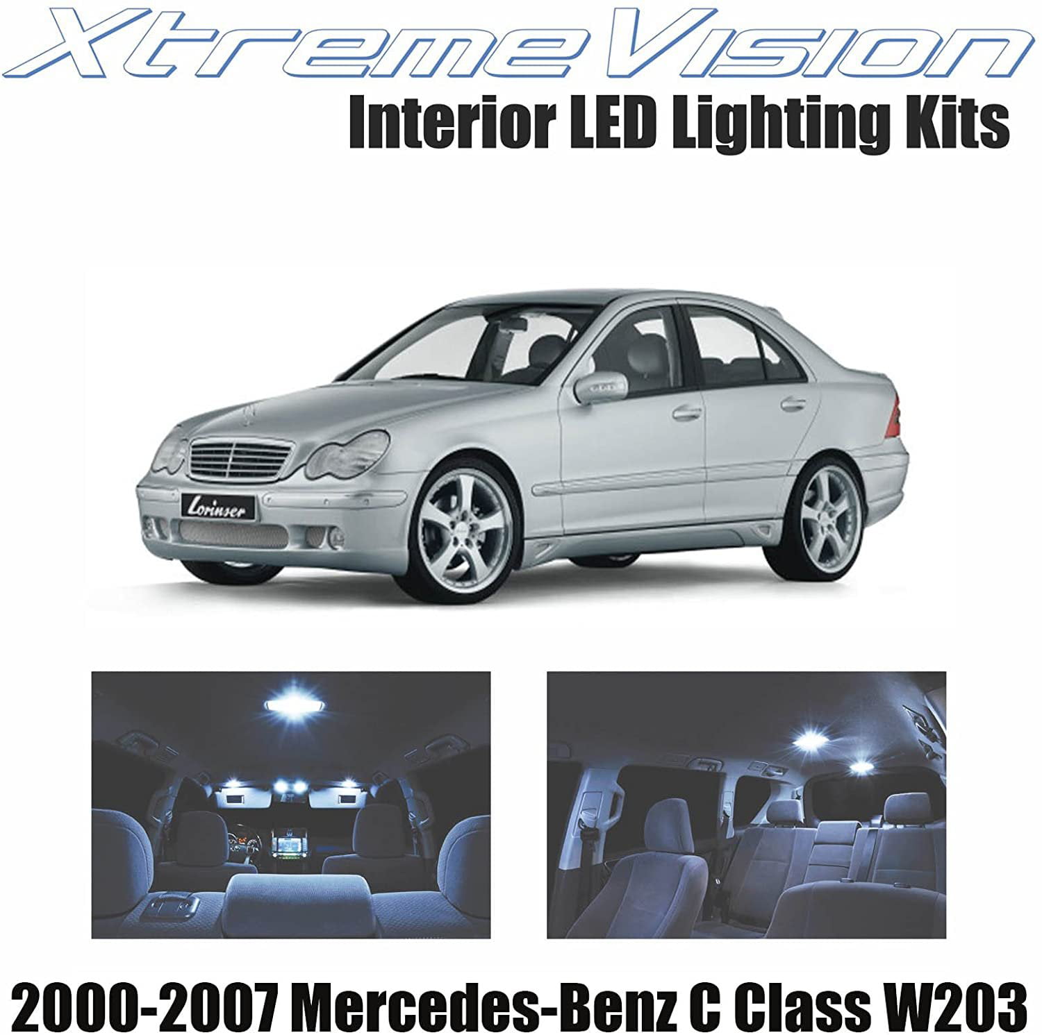Xtremevision Interior LED for Mercedes-Benz C W203 14 Pieces Cool White Interior LED + Installation Tool - Walmart.com