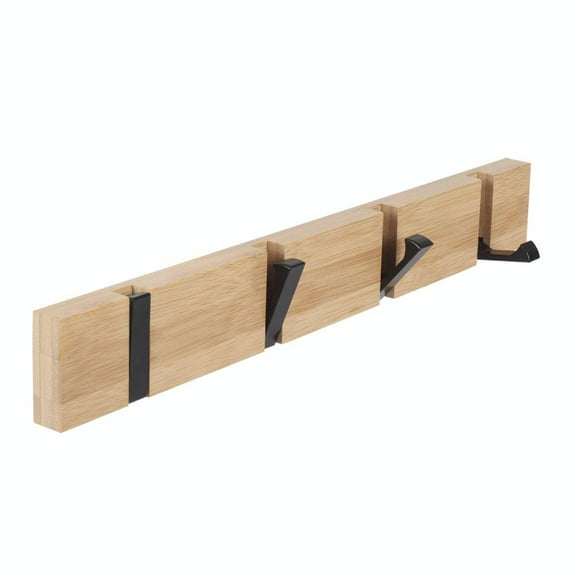 Wooden Coat Hooks Coat Rack Wall Mounted, Modern Coat Rack, Space-Saving Coat Hook with 4 Standard Retractable Hooks Hat Coat