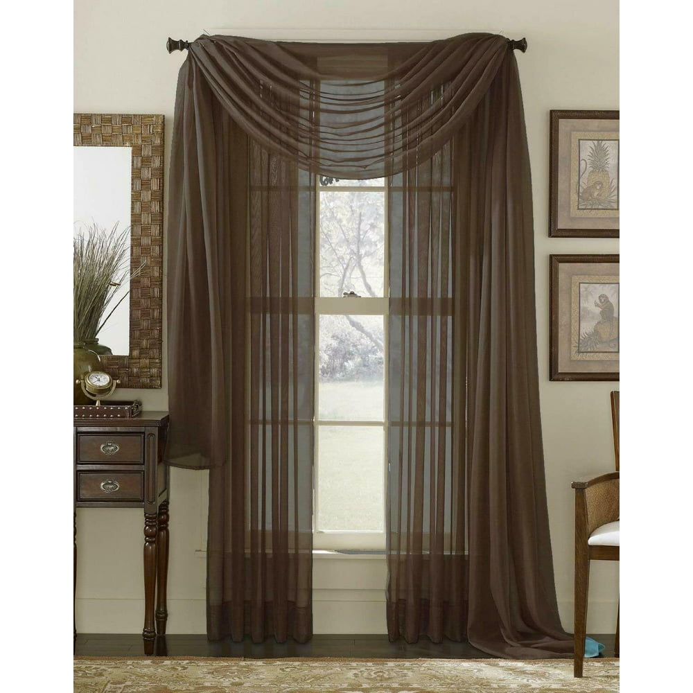 Empire Home Brown 216" Long Sheer Curtain Valance Window New Walmart