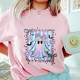 thumbnail image 3 of Pastel Holographic Ghost Halloween T-Shirt, Cute Kawaii Bow Ghost Tee, Aesthetic Spooky Graphic Shirt, Soft Gothic Pastelcore Top, 3 of 7