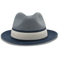 thumbnail image 4 of Montique Navy Two Tone Braided Pinch Fedora Hat H-22, 4 of 5