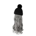 thumbnail image 1 of Qarigey Sombrero de pelo de simulación para mujer, gorro de punto desmontable Natural, pelos largos falsos, accesorios para la cabeza para Cuidado del cabello Gris, 1 of 6