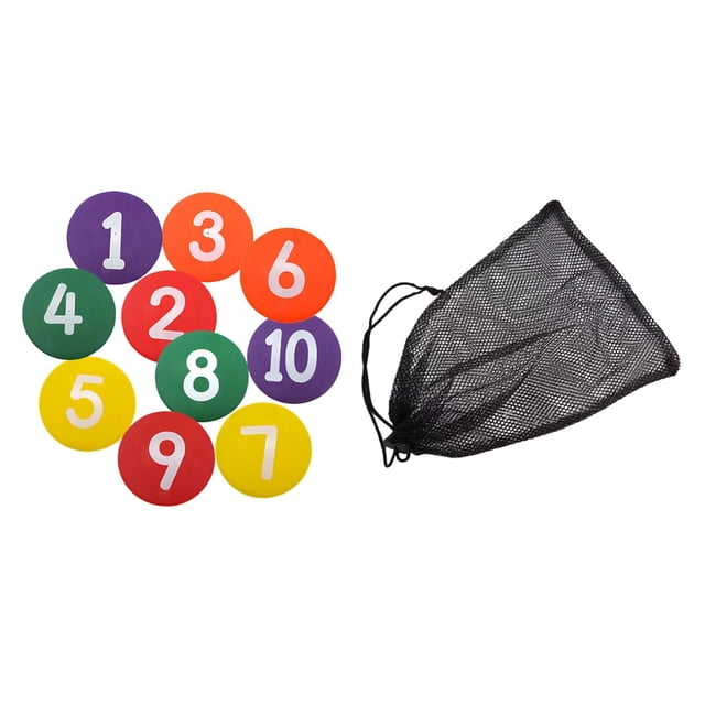 koolsoo 10 Pcs Marqueurs de Sol Numérotés Tapis de Jeu Antidérapants pour Gymnase Intérieur Extérieur S