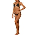 thumbnail image 2 of INSPIRE CHIC Women's Halter Tie Side Bikini Sets 2 Piece Low Waist Triangle Bottom Basic Swimsuits Bathing Suit Medium Black, 2 of 3