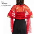 thumbnail image 4 of Soumake Lace Bride Shawl Stylish Floral Tassels Decor Evening Shawl For Party Fashion, 4 of 8