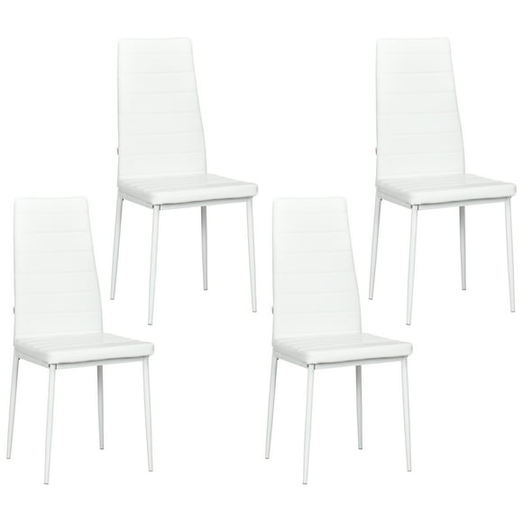 HOMCOM Dining Chairs, Set of 4, PU Leather Upholstered Accent Chairs, Back