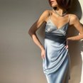 thumbnail image 4 of Vestido a media pierna elástico sin mangas con cuello en V profundo y tirantes finos para mujer Abanopi Aqua/XX-grande, 4 of 6