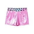 thumbnail image 3 of inhzoy Kids Girls Dance Shorts Metallic Printed Patchwork Gymnastic Athletic Boyshorts Pink Leopard 14, 3 of 6
