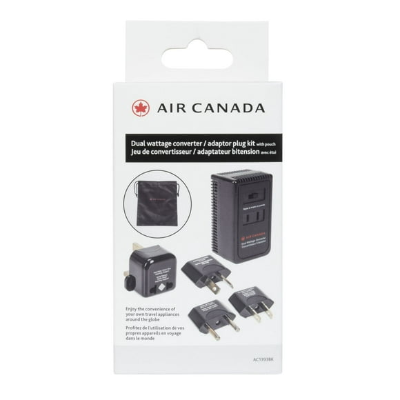 Air Canada Dual Wattage Converter / Adapter Kit Type-A, 7 pieces