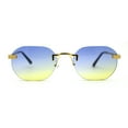 thumbnail image 3 of Art Nouveau Luxury 90s Rimless OG Oval Sunglasses Gold Blue Yellow Gradient, 3 of 4