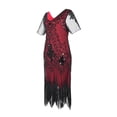thumbnail image 3 of Njagoc3 Womens Sleeveless Fringe Trim Flapper Dress, 1920s Style Party Gown, Roaring Twenties & Costume Wear, 3 of 6