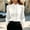 White, variant on Women's High Stand Collar Lace Trim Button Blouse, Polished long sleeve for formal office wear, dinner dates and elegant daily fits Pink XXL