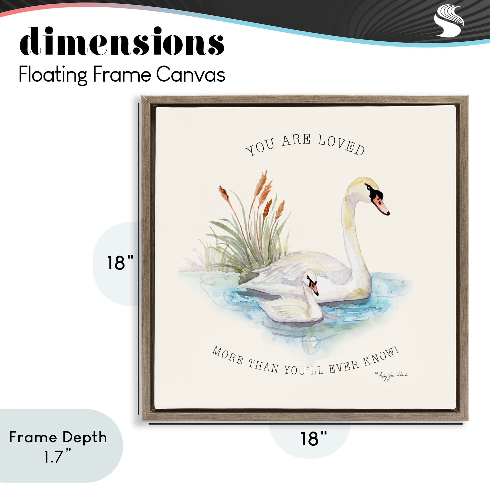 Stupell Industries More Than You Know Swans Brown Framed Floater Canvas Wall Art, design by Audrey Jeanne Roberts