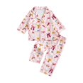 thumbnail image 2 of WAYUTE Halloween Girls Pajama Set 2 Piece Long Sleeve Loungewear Cute Ghost Bow Print Soft Cozy Sleepwear Pajamas for Girls Casual Indoor, 2 of 4