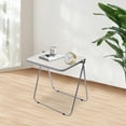 thumbnail image 6 of White Acrylic White Folding TV Tray Table, Modern Square Side Table, Small Folding Desk, Coffee Table for Small Spaces, No Assembly Required, 6 of 23