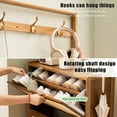 thumbnail image 4 of Shoe Cabinet with 3 Rattan Flip Drawers Bamboo Shoe Storage Organizer with Coat Hooks Freestanding Entryway Hallway Closet Living Room Furniture Natural Color, 4 of 9