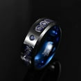 thumbnail image 2 of 8mm Men's Black Blue Wedding Band with Horseshoe and Clover Pattern Cubic Zirconia Inlay Tungsten Rings, 2 of 4
