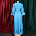 thumbnail image 4 of AURA Women’s Maxi Dress V Neck Pleated Flared Skirt High Waist Belt Detail S XXXL, 4 of 7