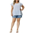 thumbnail image 6 of Agnes Orinda Women's Plus Size Easter Floral Tops Round Neck Flare Short Sleeve Casual Spring Summer Blouse 3X Purple, 6 of 7