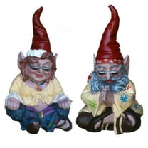 Homestyles The 60's "Peace Man" and "Chick" Hippie Meditating Yoga ZEN Gnome Groovy Couple Home & Garden Outdoor Statue 10"H