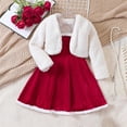 thumbnail image 2 of Odeerbi Girls Christmas Dress with Jacket Set Toddler Girls Clothes Velvet Dress Christmas Padded Warm Jacket + Velvet Camisole Dress Padded Winter Dress Red 4-5 Years, 2 of 9