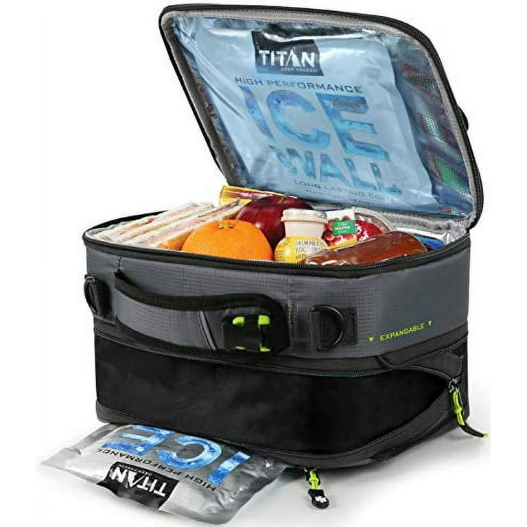 Titan by Arctic Zone Fridge Cold Expandable Lunch Box, Gray, With