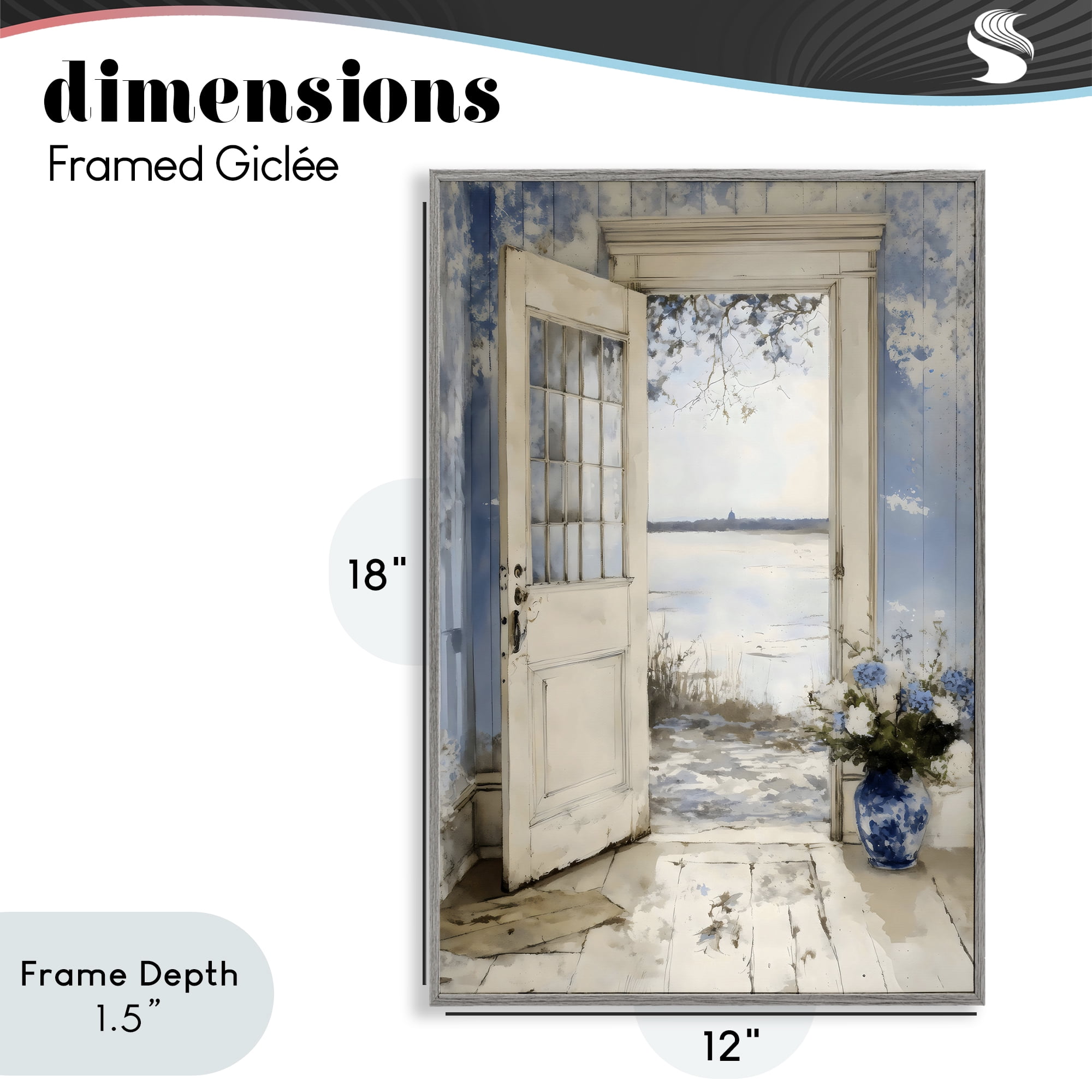 Stupell Industries Blue Country Cottage Doorway Gray Framed Giclee Art, design by LSR Design Studio