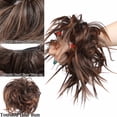 thumbnail image 3 of Benehair Clip in Hair Extensions Wrap on Messy Hair Bun Scrunchies Curly Wavy Ponytail Hairpiece Real Thick Updo Extensions for Women Wedding Light Auburn Mix Brown, 3 of 7
