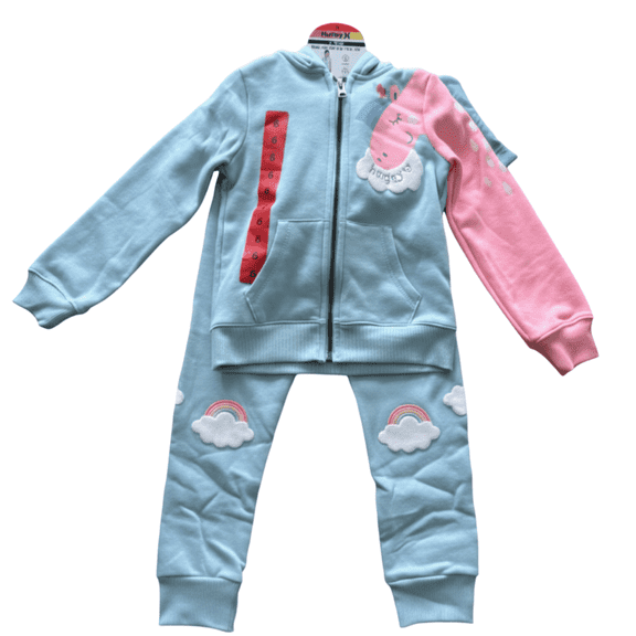 Hurley Girls 2-Piece Interactive Play Set, Blue/Pink Unicorn Hoodie & Jogger Pants, Size 6