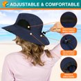 thumbnail image 6 of SUN CUBE Wide Brim Sun Hat Men Women, Mens Fishing Hats Sun UV Protection, Womens Hiking Bucket Hat, Outdoor Summer Safari Beach Boonie, Camping Unisex UPF 50+ Navy, 6 of 7