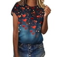 thumbnail image 2 of successthop Pink Womens Plus Size Tops Short Sleeve Valentines Day Clothes Plus Size Crew Neck Polyester Casual Love Heart Printed Lover Gift Blouse Tops for Valentines Gifts L, 2 of 5