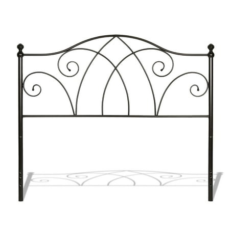Manhattan King Headboard (Deland Metal Headboard Panel with Arched Rails and Finial Posts, Brown Sparkle Finish, California)
