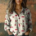 thumbnail image 2 of Mashaouyo Women's Casual Cotton Shirt Boho Floral Print V Neck Button Down Shirts Casual Tops Long Sleeve Blouses, 2 of 3