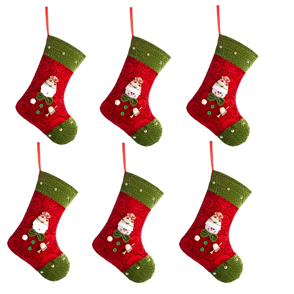 6-PACK 12.5&quot; Felt Christmas Stocking, Craft Holiday Tree Hanging Red Socks Ornaments Decorations