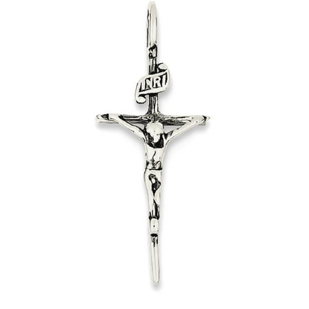 925 Sterling Silver Inri Crucifix Cross Religious Pendant Charm Necklace