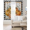 thumbnail image 2 of Orange Pumpkins Fall Blackout Curtains 96 Inches Long, Black Plaid Polka Dot Botanical Thermal Insulated Black Out Curtains, Darkening Window Curtain Drapes for Bedroom Living Room 52"x96" 2 Panels, 2 of 8