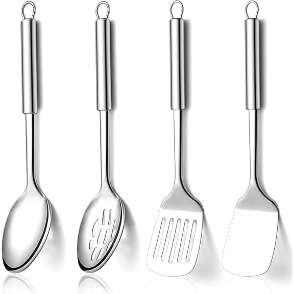 Kitchen Utensils Set 4pcs, Stainless Steel Cooking Utensils Set, Kitchen Tools Spatulas Set, Cooking Spoons, Home Essentials Kitchen Gadgets Accessories