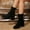 #236-Black, variant on Women's Round Toe Chunkys Mid-Heel Ankle Boots with Stretch Fit for Winter Comfortable and Stable Casual Short Boots