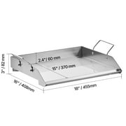 KFFKFF Griddle in Stainless Steel, Dimensions 18x16 inch, Flat Rectangular Shape, Suitable for BBQ Grill, Teppanyaki, Compact Cookware with Handle, Ideal for Outdoor Activities like Camping