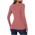 thumbnail image 6 of Scyoekwg Womens Long Sleeve Tops Crew Neck Slim Thermal Blouses Dressy Casual Blouses Trendy Solid Color Fall Tops Lightweight Pullover (Pink,M), 6 of 8