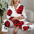 thumbnail image 6 of Logiee Fly Flying Ladybug Print Womens Pajamas Set,Long Sleeve Sleepwear,Button Down Lounge Set 2 Pieces,Soft Nightwear Pjs Set-X-Large, 6 of 7