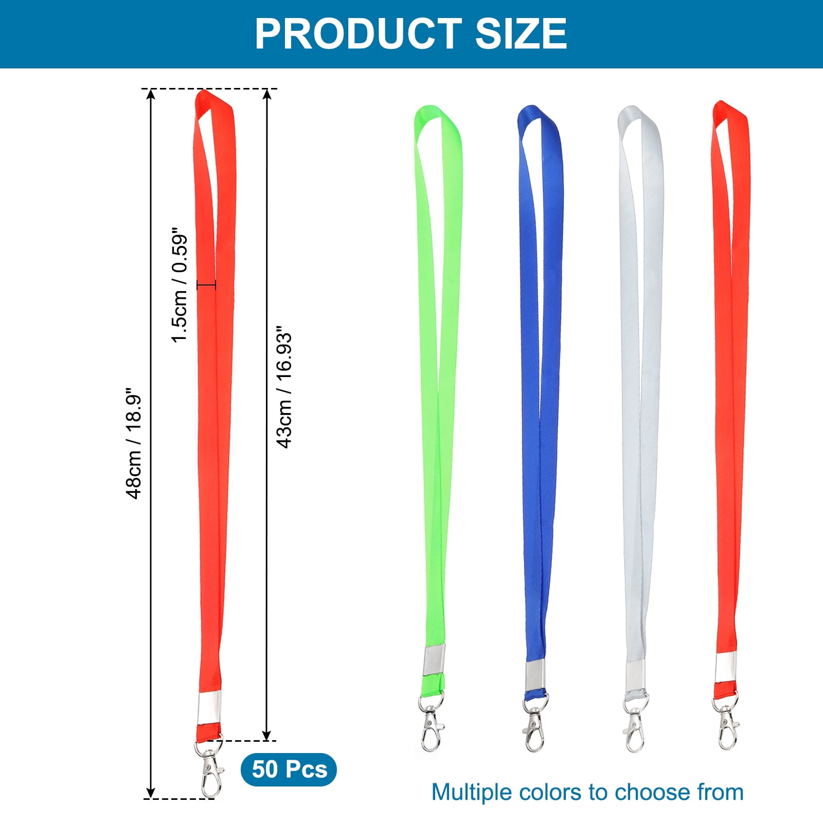 Uxcell 48cm Lanyards Bulk, 50Pcs Teacher Lanyards for ID Badges Keys Badge Lanyard Durable Personalized with Clip for ID Card, Red