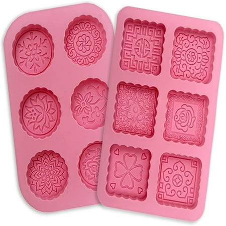 

2pcs/set 6 Cavity Round And Square Moon Cake Shape Silicone Mold DIY Handmade Soap Mold Chocolate Ca